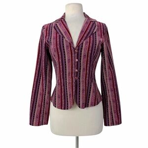 Vintage Whimsigoth Paisley Tapestry Blazer - 70s Boho Indie Striped Jacket Sz 2